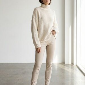 MM6 Maison Martin Margiela nude beige leather leggings - 6 / Small (IT 40)